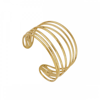 Pulsera Rígida con varias tiras de acero dorado