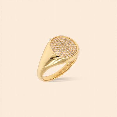 Anillo Sello Circle Pave