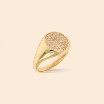 Circle Pave Signet Ring