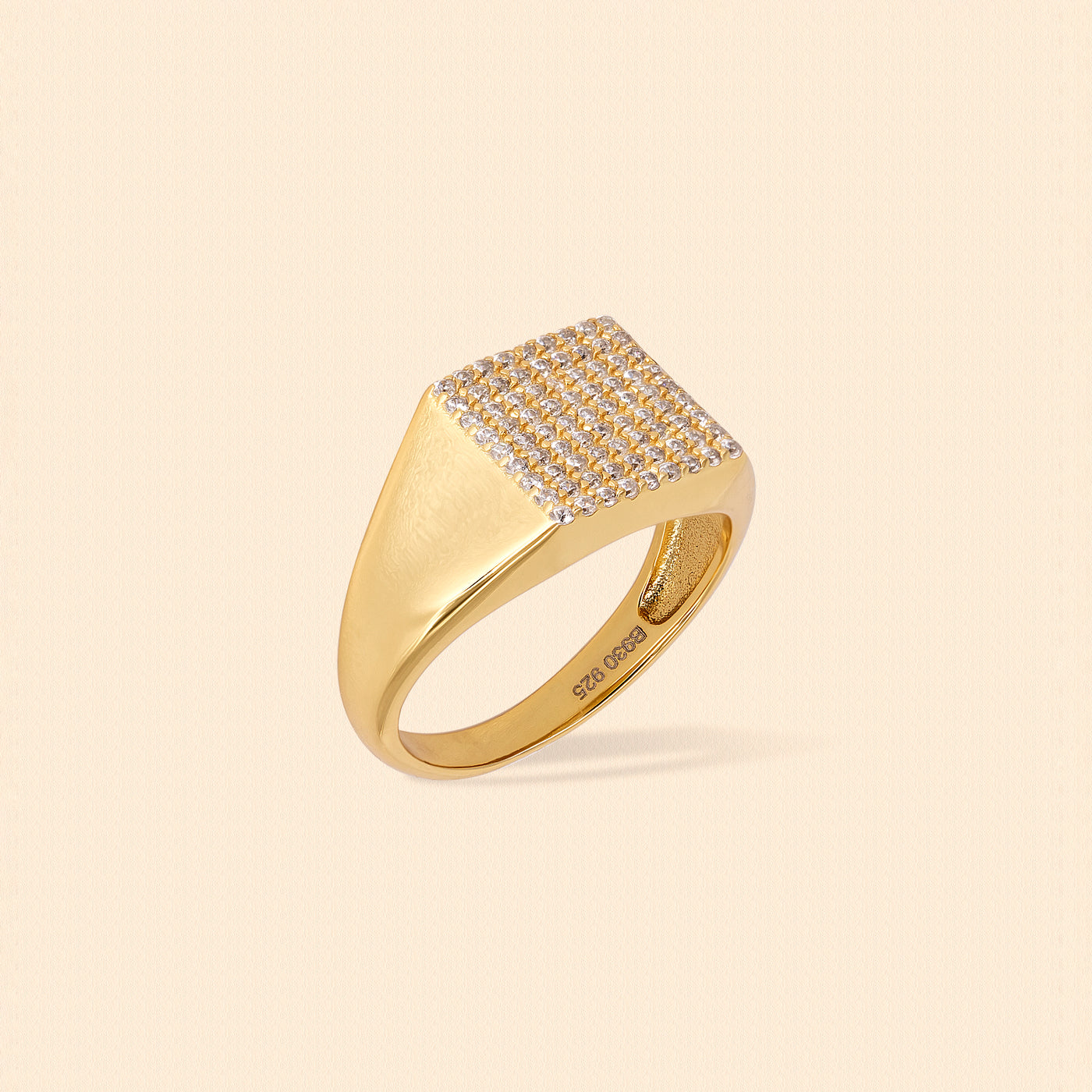 Anillo Sello Square Pave