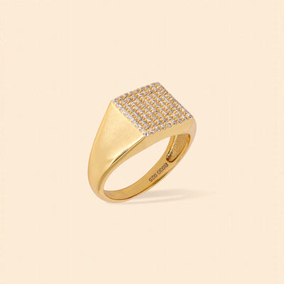 Square Pave Signet Ring