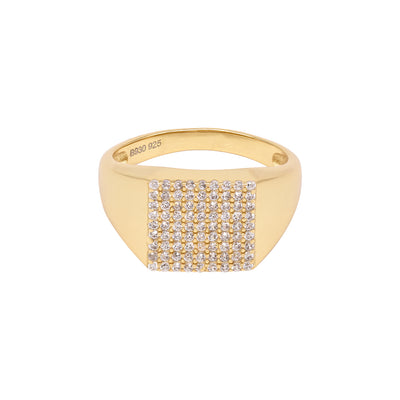 Anillo Sello Square Pave