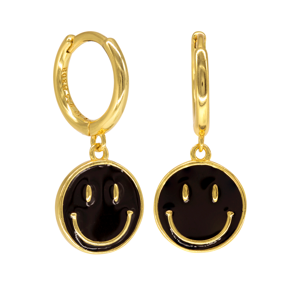 Boucles d'Oreilles Smile Noir (1 Unité)