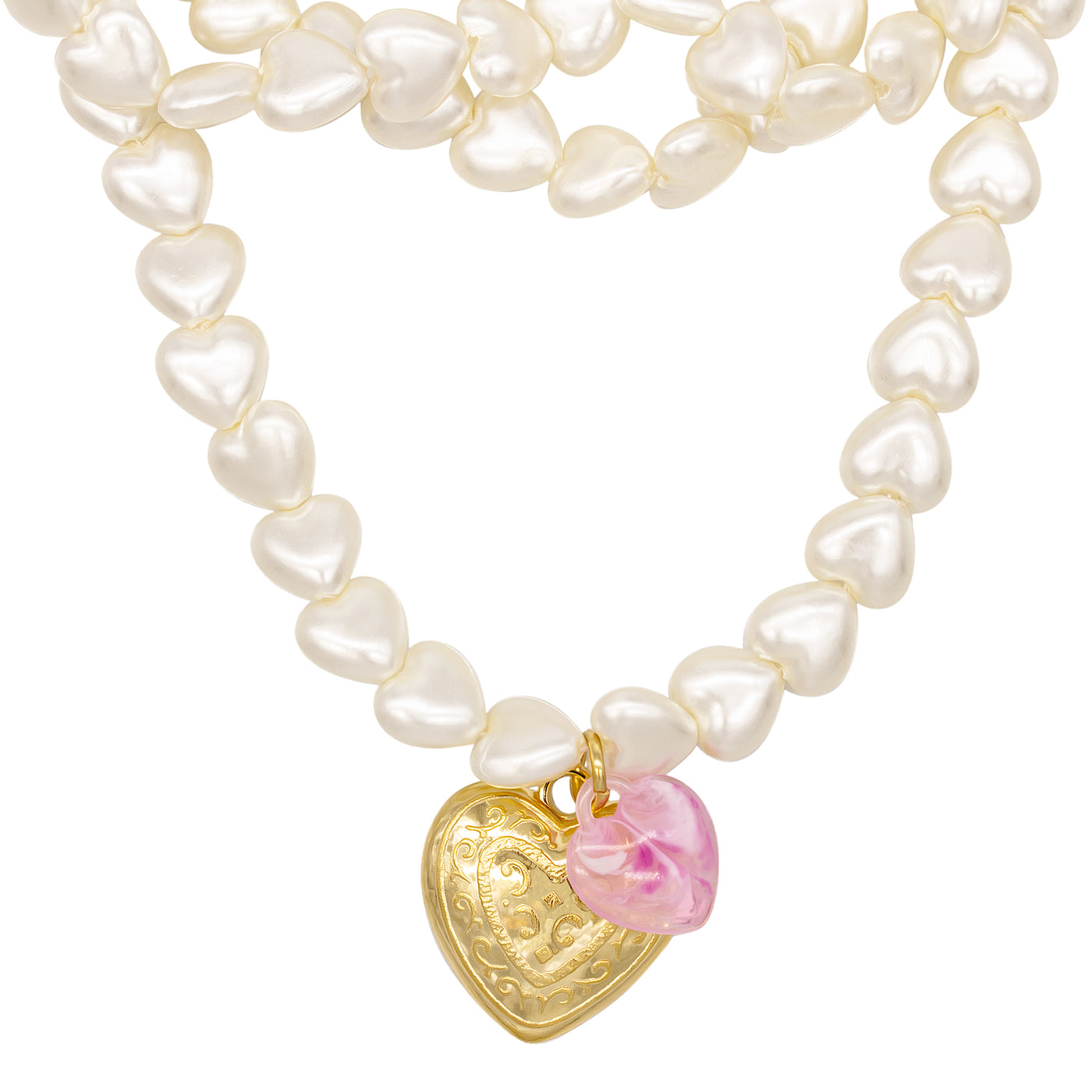 collar perls y colgante corazon