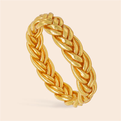 Bracelet double tresse feuille d'or