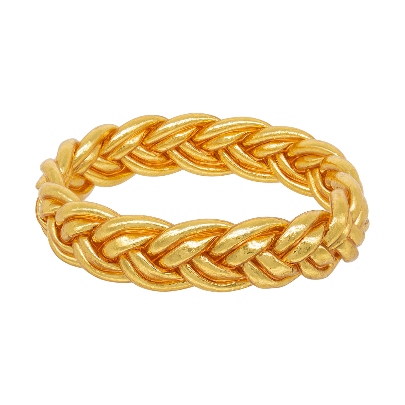 Bracelet double tresse feuille d'or