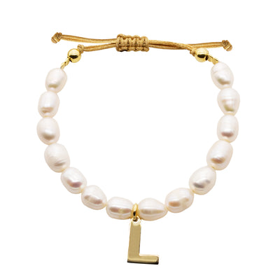 Pulsera Pearl Letter Medium