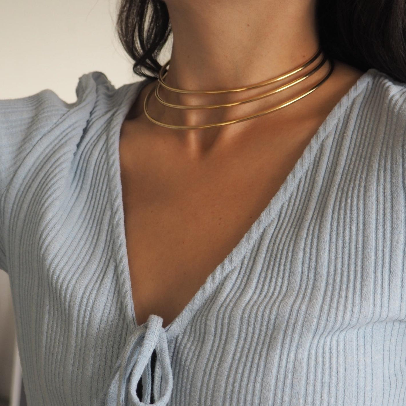 choker dorado triple