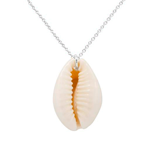 White Cowry Silver Necklace